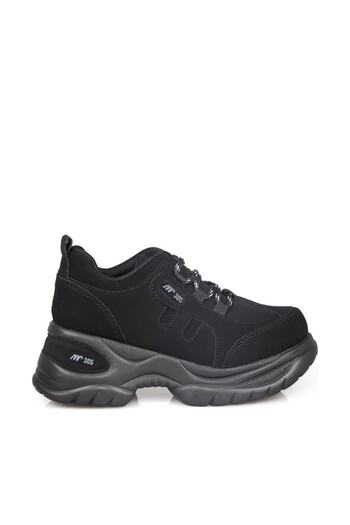 M.P. 212-305 Black Nubuck Women's Wedge Heel Sneakers
