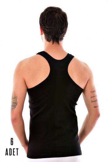 Seher Men's Black 6 Pieces Seher Sports Undershirt 0058