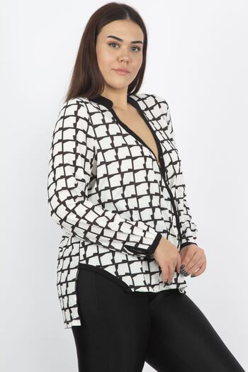 Şans Women's Large Size Black Double Breasted Blouse 65n12926