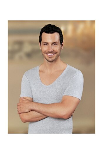 Şahinler Pack of 2 Me081 Short Sleeve V-Neck Lycra Single Jersey Men's Undershirt