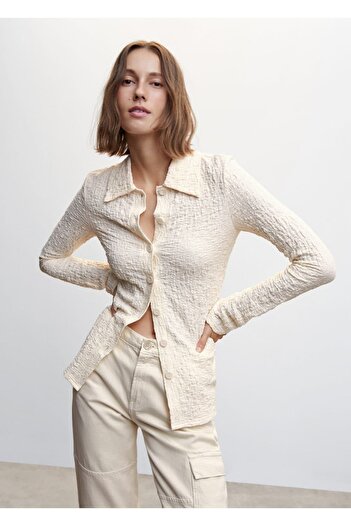 MANGO Woman Textured Buttoned Shirt