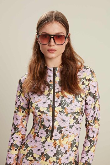 Manuka PATTERNED ZIPPER SURF SWIMSUIT FLOWER