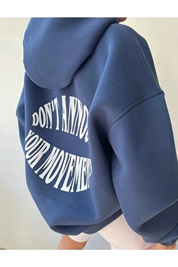 Machetta Unisex Plus Size Don't Announce Φούτερ με στάμπα 3 κλωστών με κουκούλα