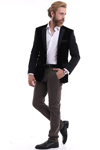 Presto Men's Velvet Slimfit Jacket Black 1535-001