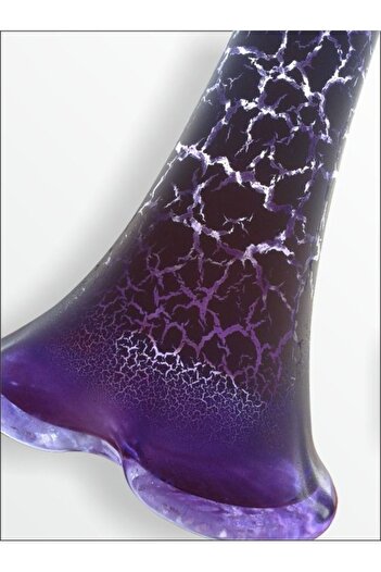 M3DECORİUM 60 cm Long Deep Cracking White Purple Color Waterproof Glass Vase