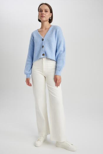 DeFacto Regular Fit V-Neck Knitwear Cardigan R1389az23wn