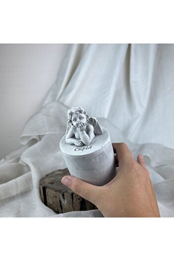oasis decoration Gray Antique Cupid (Angel) Box with Lid, Decorative Concrete Box