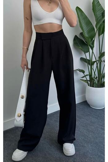 LAMİRAMOOD Neva Velcro Closure Adjustable Fabric Pants High Waist