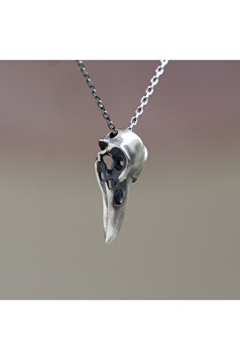 Moko Art Design Mini Raven Skull 925 Gümüş Kolye