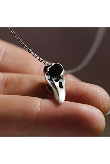 Moko Art Design Mini Raven Skull 925 Gümüş Kolye
