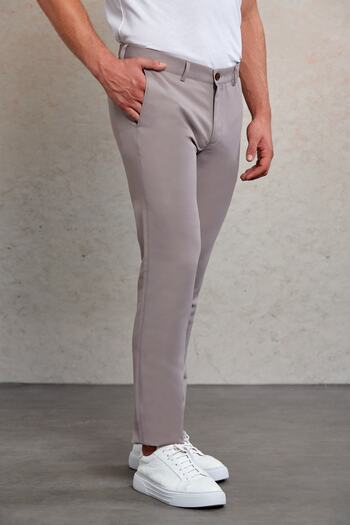 Hatemoğlu Light Gray Slim Fit Patterned Side Pocket Canvas Trousers