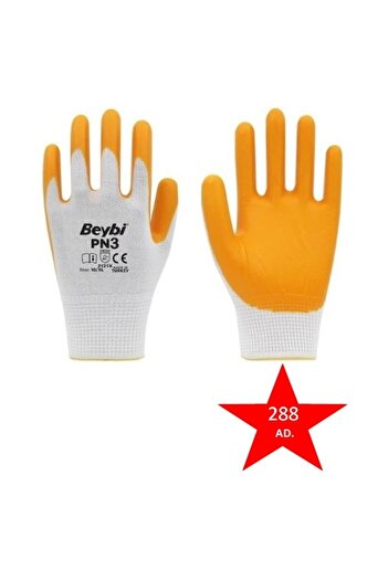 Beybi Pn3 288 Pair White/Yellow Work Gloves (288 Pcs)