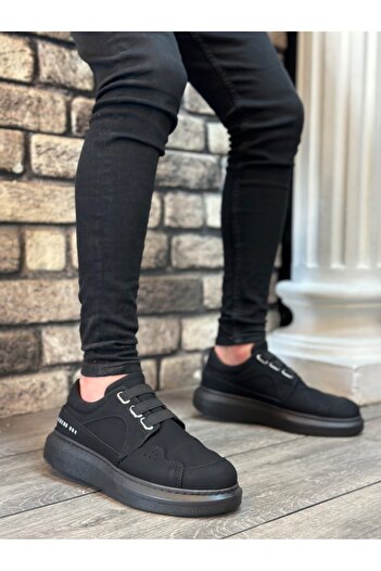 BOA Boa BA0302 - Thick Sole and Laceless Black Men's Casual Shoes