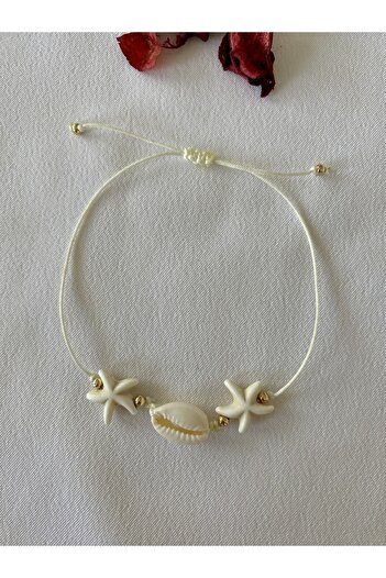 BeryDenz Cream Anklet with Stars and Sea shells