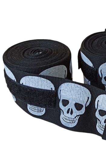 SPORIO επίδεσμος πυγμαχίας Big Skulls Skull 5 Yards Boxing Bandage Μαύρος