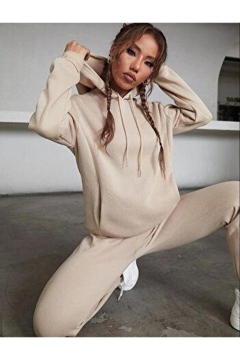 AFROGİYİM Γυναικεία μονόχρωμη φόρμα oversize
