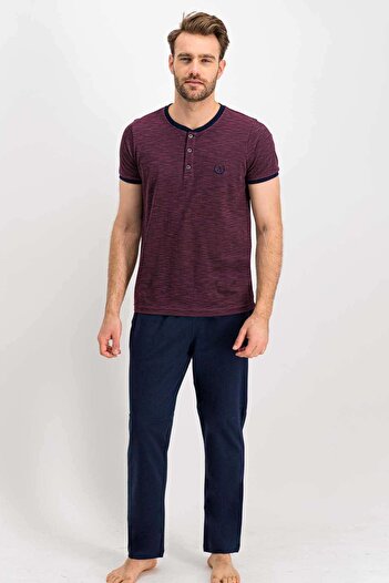Arnetta Men's Light Mealy Bordomelange Plus Size Pajama Set