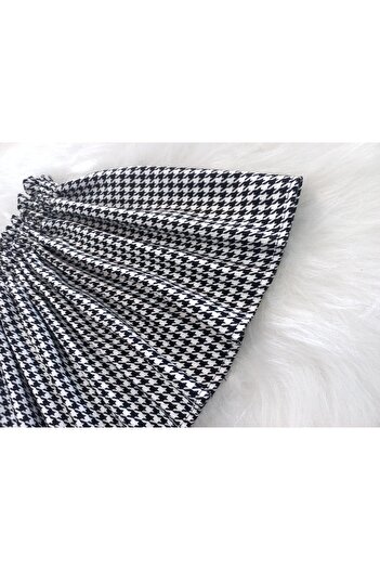Eylülce Butik Houndstooth Pattern Paperbeg Model Skirt & Painter Cap