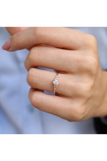 INZA mücevherat 0.35 CT Vintage Asimetri Pırlanta Yüzük