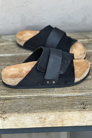 Uniqueqoop Kiev Genuine Leather Cork Sole Orthopedic Slippers