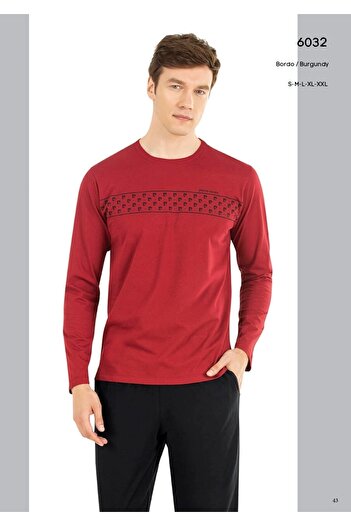 Pierre Cardin Men's Claret Red Pajama Set 6032