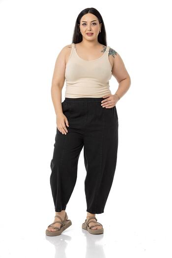 DISENTIS MODEST Plus Size Straps Gathered Draped Crop Beige Body
