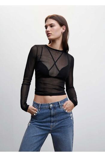 MANGO Woman Ημιδιάφανη μπλούζα Bustier