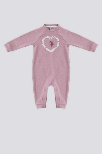 U.S. Polo Assn. U.S. Polo Assn Dried Rose Front Heart Detail Baby Jumpsuit