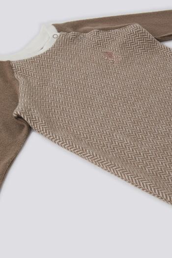 U.S. Polo Assn. U.S. Polo Assn Beige Snap Collar Baby Jumpsuit
