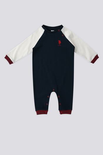 U.S. Polo Assn. US Polo Assn Navy Blue Snap Detail Baby Jumpsuit