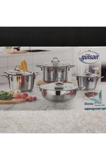 GÜVENEVİ Sea Steel Pot Set 8 Pieces Gülsan Sea