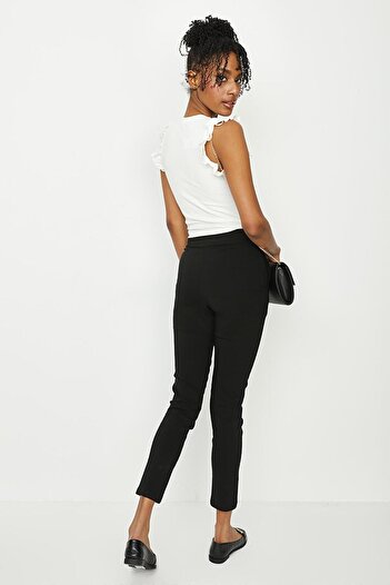 Select Moda Kadın Siyah Yüksek Bel Cepli Skinny Pantolon