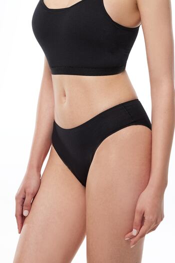 Malabadi Women's Black 2-Pack Modal Narrow Fit Intermediate Waist Slip Panties 187