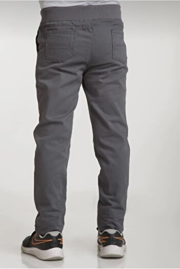 KARAMANSTYLE Ribbed Waist Canvas School Pants with Elastic