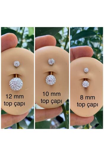 Arescollection cerrahi çelik gold barlı şambala zirkon taşlı göbek piercingi