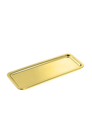 ÖzSa Home 6'lı Gold Lüx Dikdörtgen Paslanmaz Çelik Kahve Çay İkram ve Sunum Tepsisi Altın Renk 33x13 cm