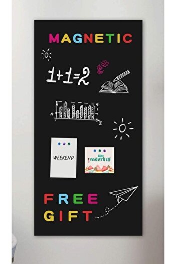 Dünya Magnet Mıknatıslı Pano, Siyah Renk, 30x75 Cm, Dekoratif Metal Magnet Panosu