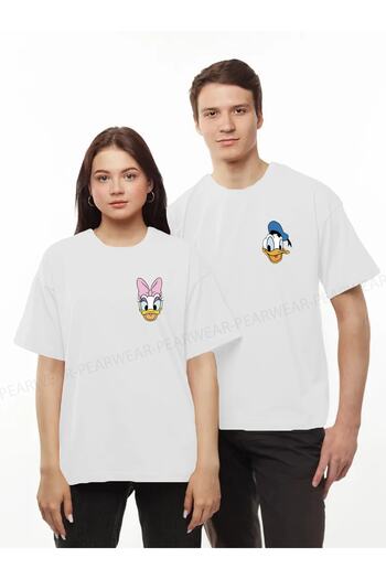 Pear Wear Двоє футболок з принтом Daffy Daisy Duck, оверсайз, для закоханих