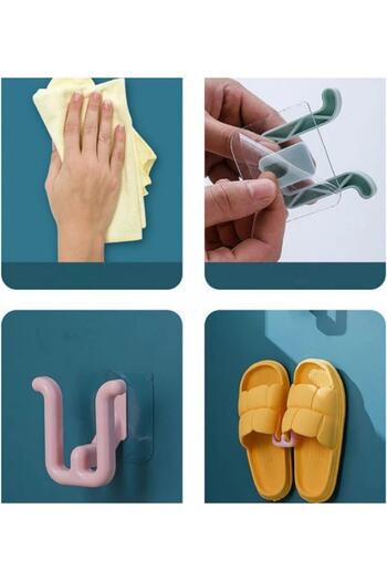 Hayveys home 2 Pieces Slipper Shoe Hanger with Suction Cup Adhesive Slipper Shoe Organizer Hanger Organizer