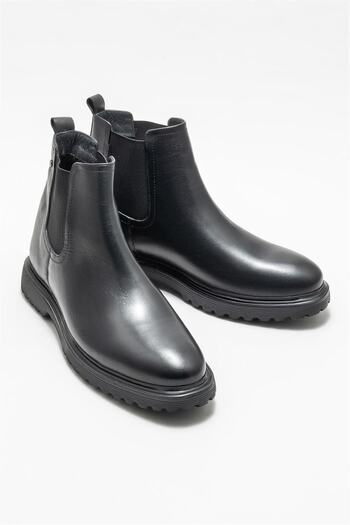 Elle Shoes Siyah Deri Erkek Günlük Bot