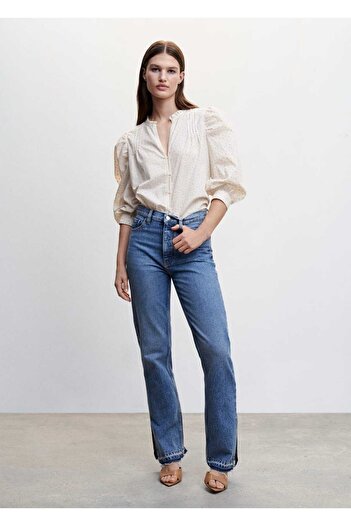 MANGO Woman Floral Shirt with Balloon Sleeves