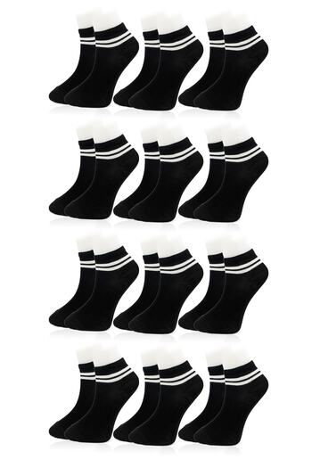 Line Smart Pack of 12 Women's Striped Cotton Seasonal Booties Socks