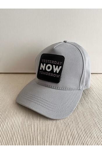 CosmoOutlet Yesterday Now Tomorrow Adjustable Unisex Gray Hat with Removable Logo