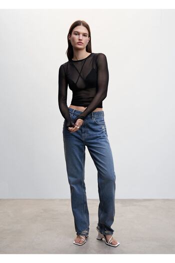 MANGO Woman Ημιδιάφανη μπλούζα Bustier