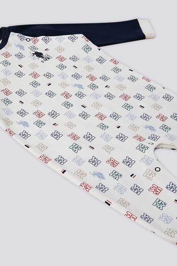 U.S. Polo Assn. US Polo Assn Garnished Snap Collar Cream Baby Jumpsuit
