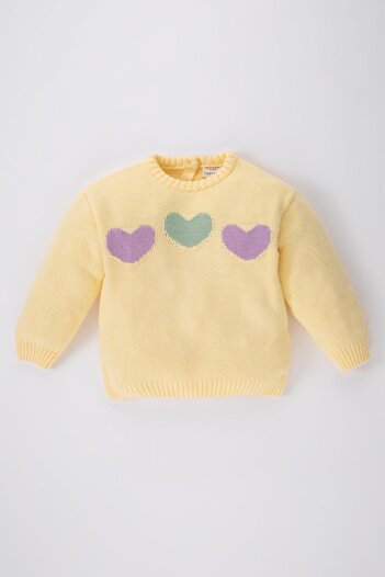 DeFacto Baby Girl Crew Neck Heart Patterned Sweater