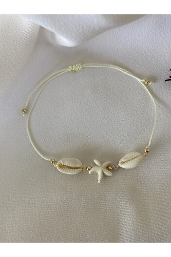 BeryDenz Cream Anklet with Seashells and Stars