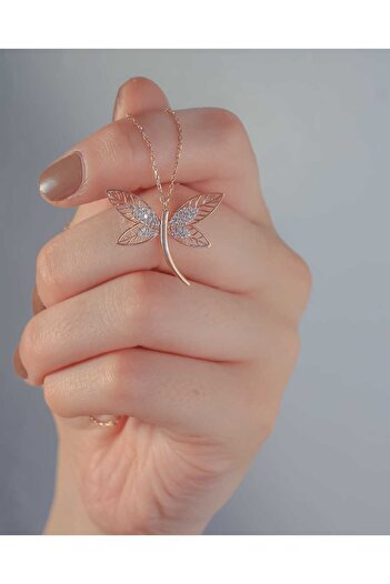 Şimal Silver 925 Ayar Rose Gümüş Yusufçuk Kolye