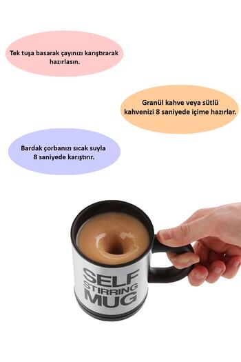 TECHNOMEN Mikser Kupa Bardak Kendi Kendine Karıştıran Tek Tuşla Kolay Kullanım