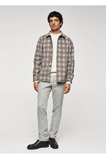 MANGO Man Checkered Flannel Shirt Jacket